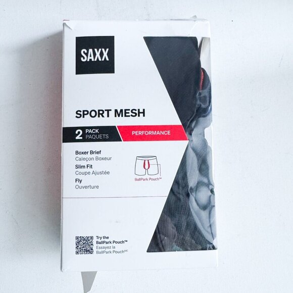 SAXX Sport Mesh 2Pack Boxer Brief Slim Fit Black and Grey XXL - Picture 1 of 4